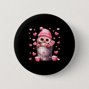 Cute Owl In Valentines Basket For Girls Women Nk R 6 Cm Round Badge