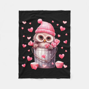 Cute Owl In Valentines Basket For Girls Women Nk R Fleece Blanket
