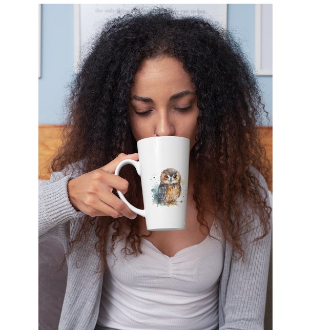 Cute owl in watercolor latte mug (Creator Uploaded)
