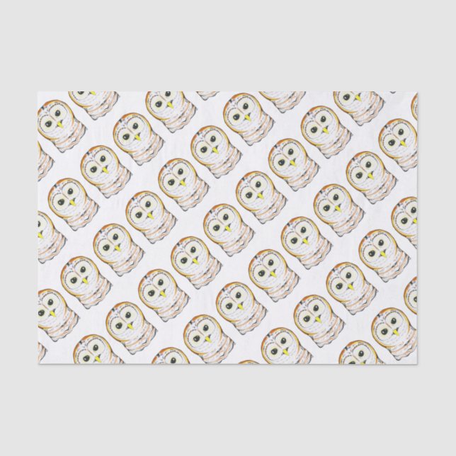 Cute Owl Ink Drawing Tissue Paper (Front)