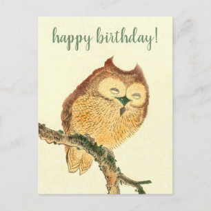 Cute Owl - Japanese Fine Art Birthday Postcard
