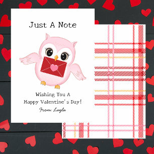 Cute Owl Kids Classroom Valentines Day Card