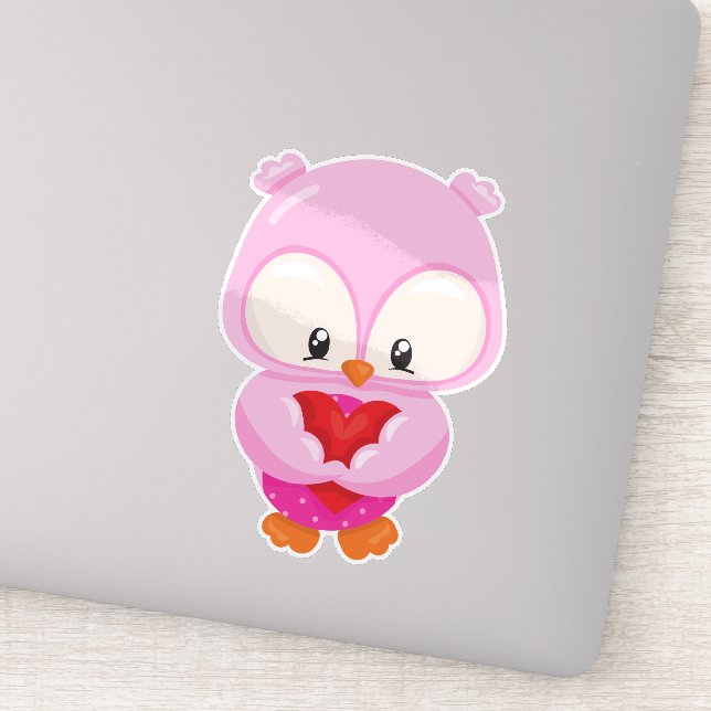 Cute Owl, Little Owl, Owl In Love, Hearts (Detail)