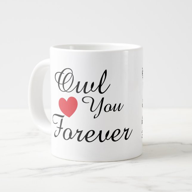 Cute Owl Love You Forever Coffee Meme Large Coffee Mug (Front Left)