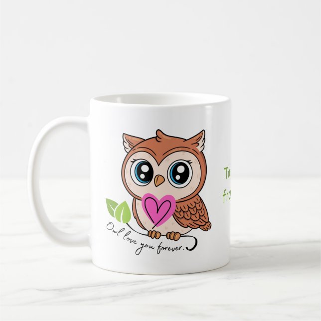 Cute Owl Love You Forever Customisable Mug (Left)