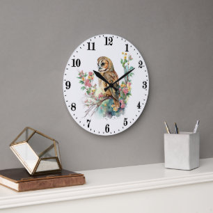 cute owl lovers bird large clock