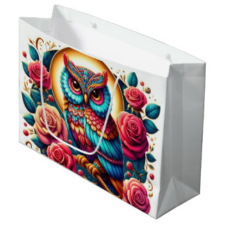 Cute owl lovers party large gift bag