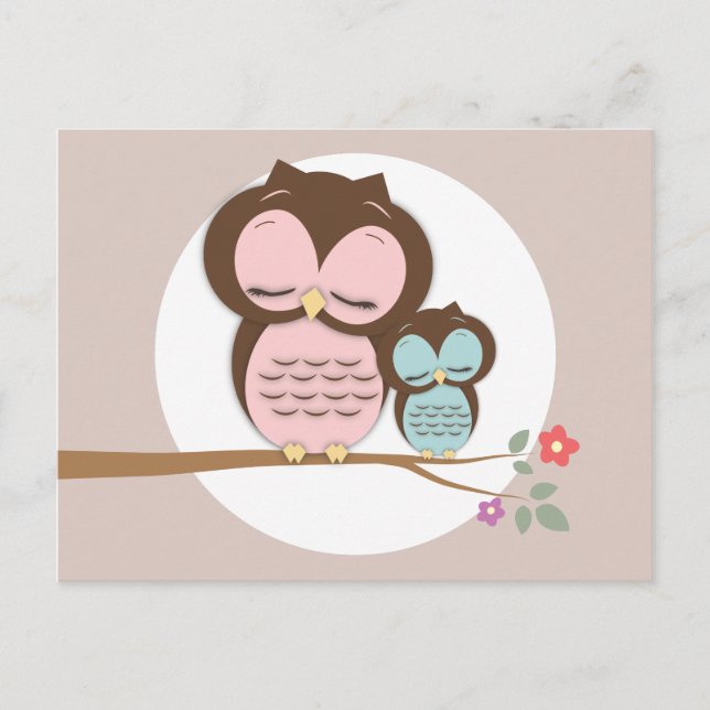 Cute Owl & Mama Words of Advice Mummy Cards (Front)