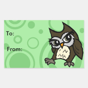 CUTE OWL MATTE RECTANGLE GIFT STICKERS