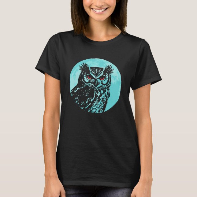 Cute Owl Moon Nature Wildlife Forest Animals Pullo T-Shirt (Front)