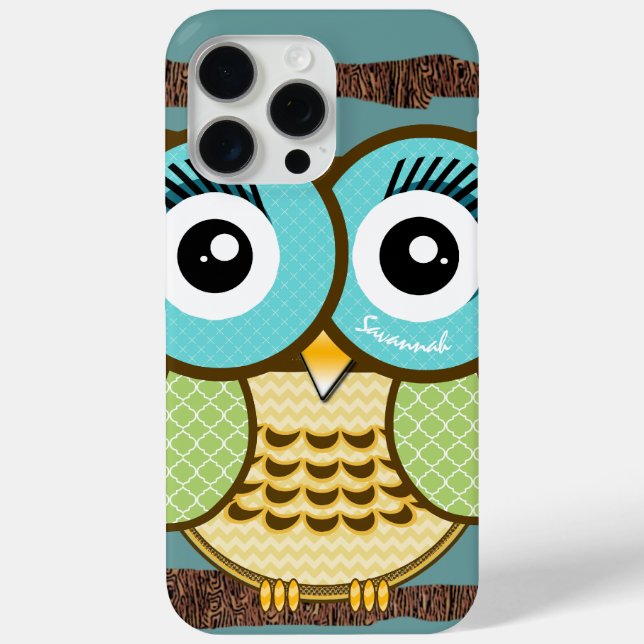 Cute Owl Moorish Zig Zag Pattern  Case-Mate iPhone Case (Back)