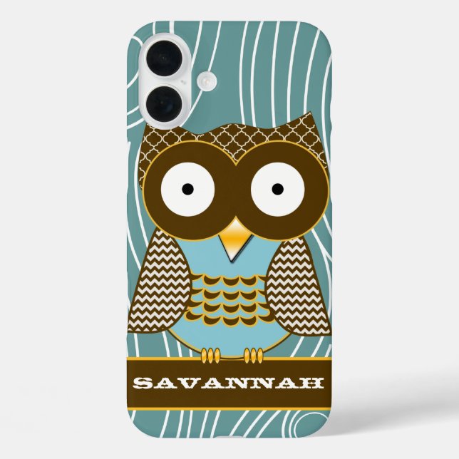 Cute Owl Moorish Zig Zag Pattern Choose Your Colou Case-Mate iPhone Case (Back)