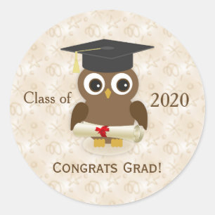 Cute owl, mortar, diploma Graduations Sticker