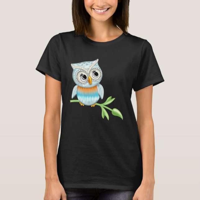 Cute owl  motif bird print for man woman  child T-Shirt (Front)