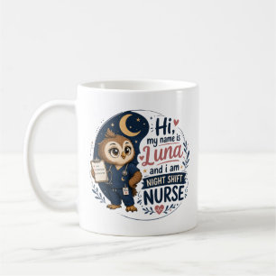 Cute Owl Night Shift Nurse RN Illustration  Coffee Mug
