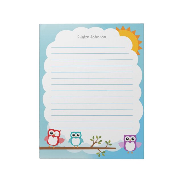 Cute Owl Notepad (Rotated)