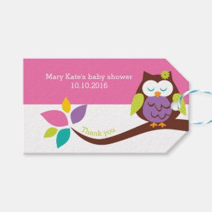 Cute OWL on a branch Animals Baby Shower BIRTHDAY Gift Tags