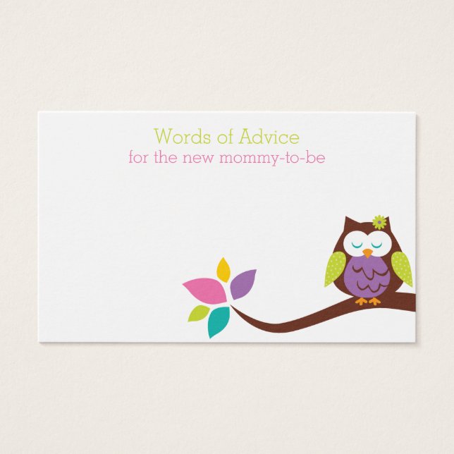 Cute OWL on a Mummy Advice  Baby Shower Card (Front)