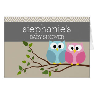 Cute Owl on Branch Baby Girl or Boy Shower