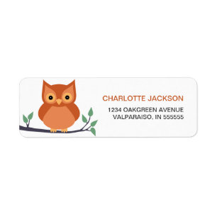 Cute Owl on Branch Return Address Labels