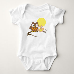 Cute owl on the tree baby bodysuit