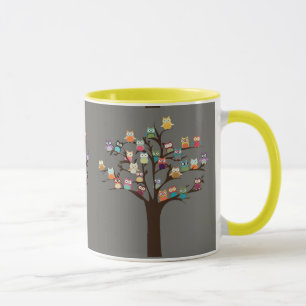 Cute Owl On Tree   Background Mug