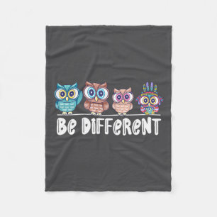 Cute Owl, Owl Be Different, Be Yourself, Owlways,  Fleece Blanket