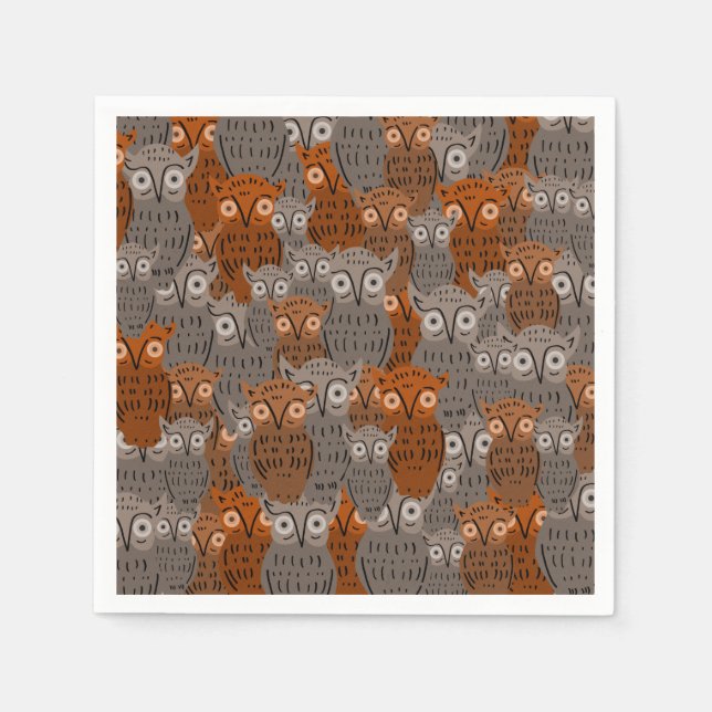 Cute Owl Paper Napkins (Front)