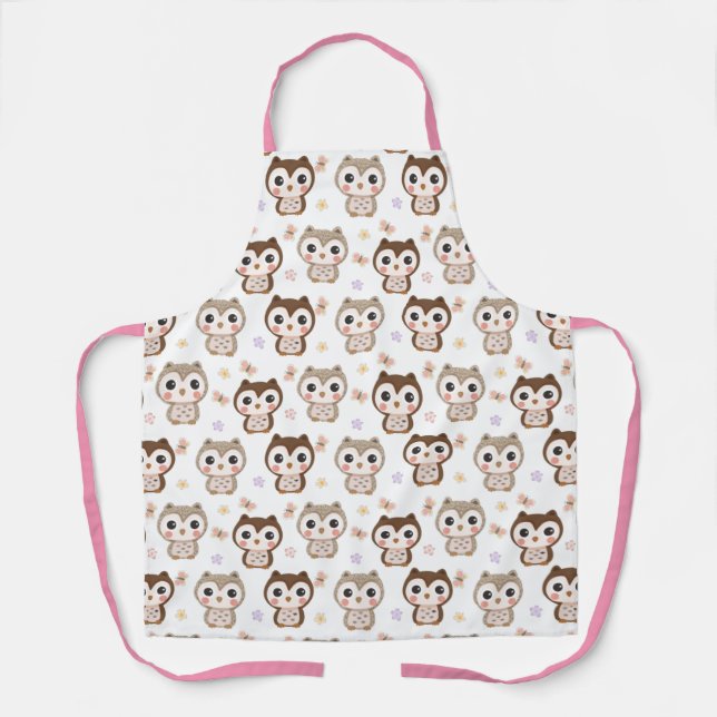 Cute Owl Pattern Apron (Front)