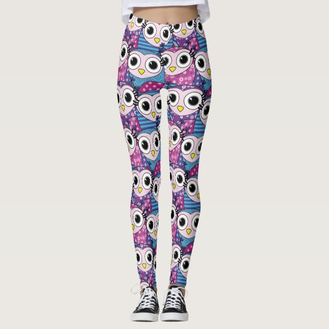 Cute Owl Pattern Leggings (Front)
