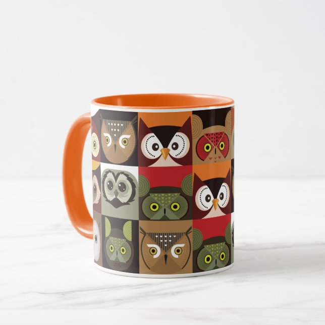 Cute Owl Pattern Mug (Front Left)