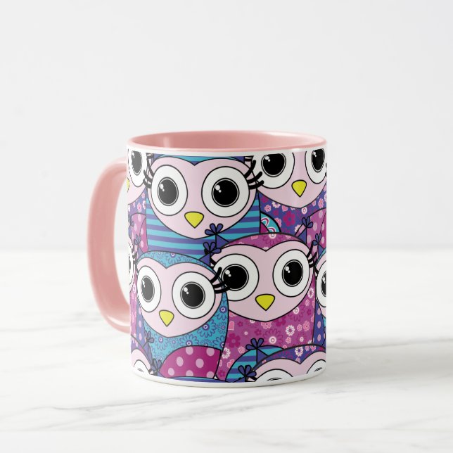 Cute Owl Pattern Mug (Front Left)