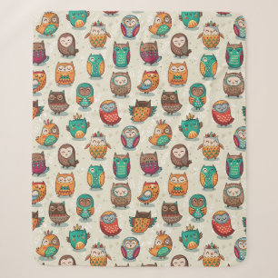 Cute Owl Pattern Sherpa Blanket