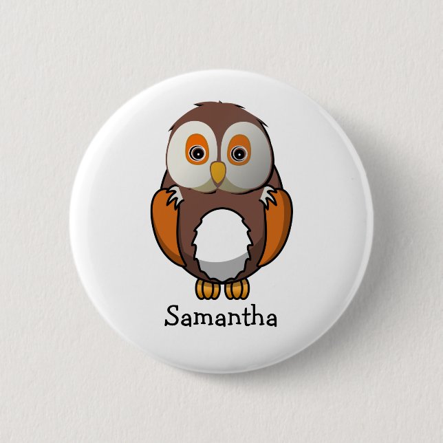 Cute Owl Personalised 6 Cm Round Badge (Front)