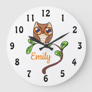 Cute Owl Personalised Large Clock