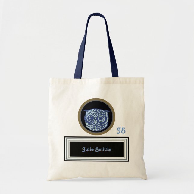 cute owl / personalised tote bag (Front)
