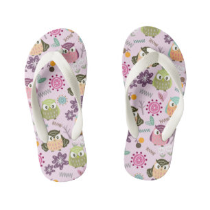 Cute Owl Pink. Kid's Flip Flops