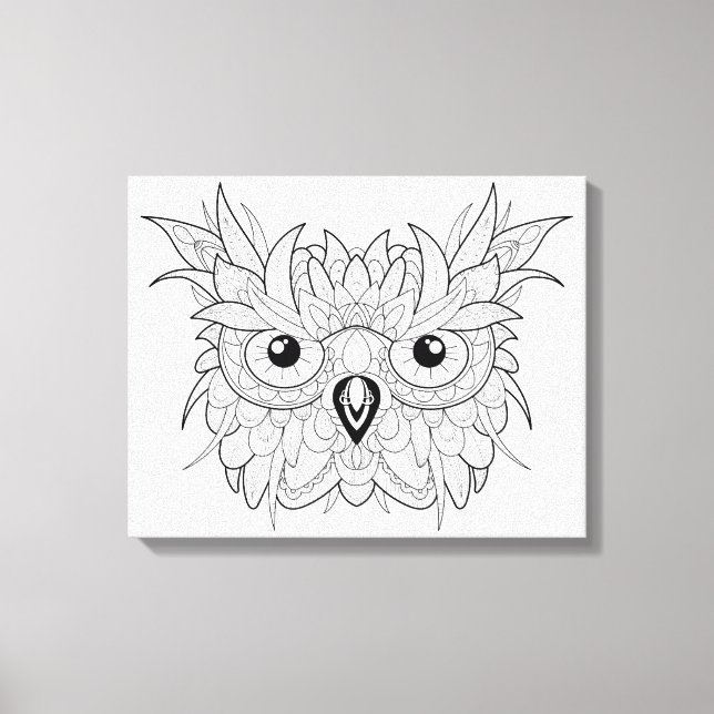 Cute Owl Portrait Doodle 6 Canvas Print (Front)