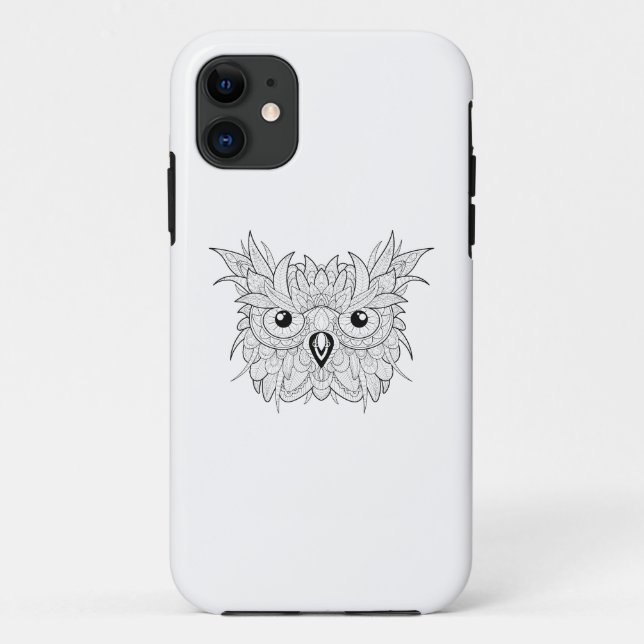 Cute Owl Portrait Doodle Case-Mate iPhone Case (Back)