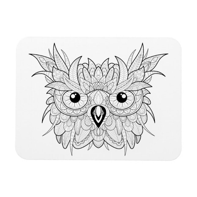 Cute Owl Portrait Doodle Magnet (Horizontal)