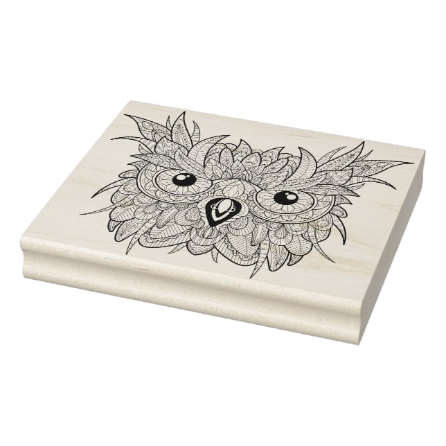 Cute Owl Portrait Doodle Rubber Stamp (Stamp)
