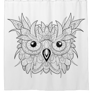 Cute Owl Portrait Doodle Shower Curtain