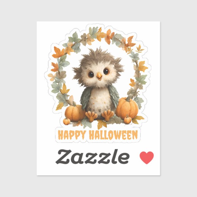 Cute Owl Pumpkin Happy Halloween Design (Sheet)