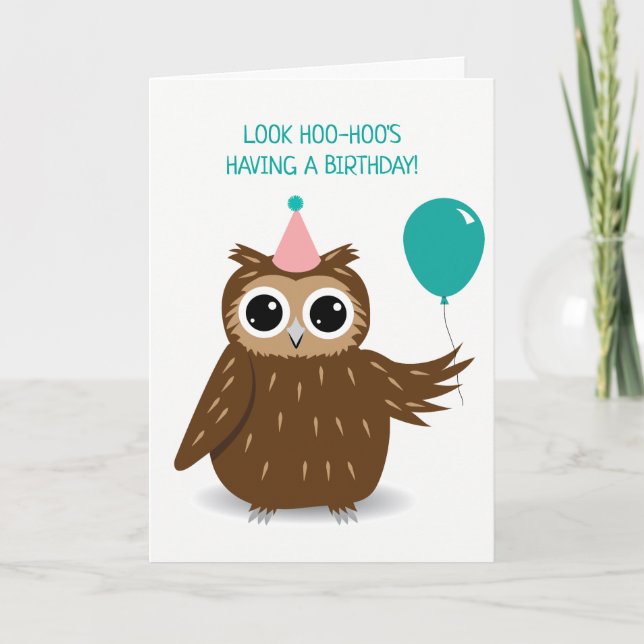 Cute Owl Pun Birthday Greeting Card (Front)