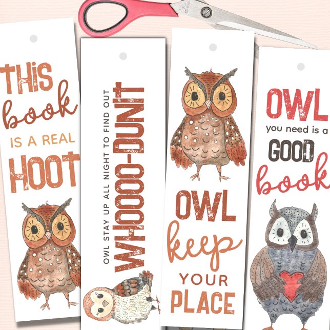 Cute Owl Puns DIY Cut Your Own Bookmarks (Creator Uploaded)