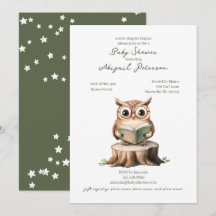 Cute Owl Reading a Book Baby Shower