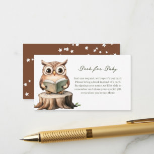 Cute Owl Reading a Book - Book for Baby Enclosure Card