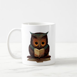 Cute Owl Reading a Book Coffee Mug