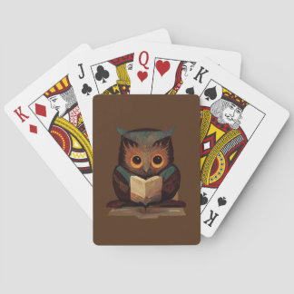 Cute Owl Reading a Book Playing Cards