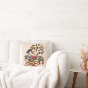 Cute Owl Reading Books Illustration  Cushion